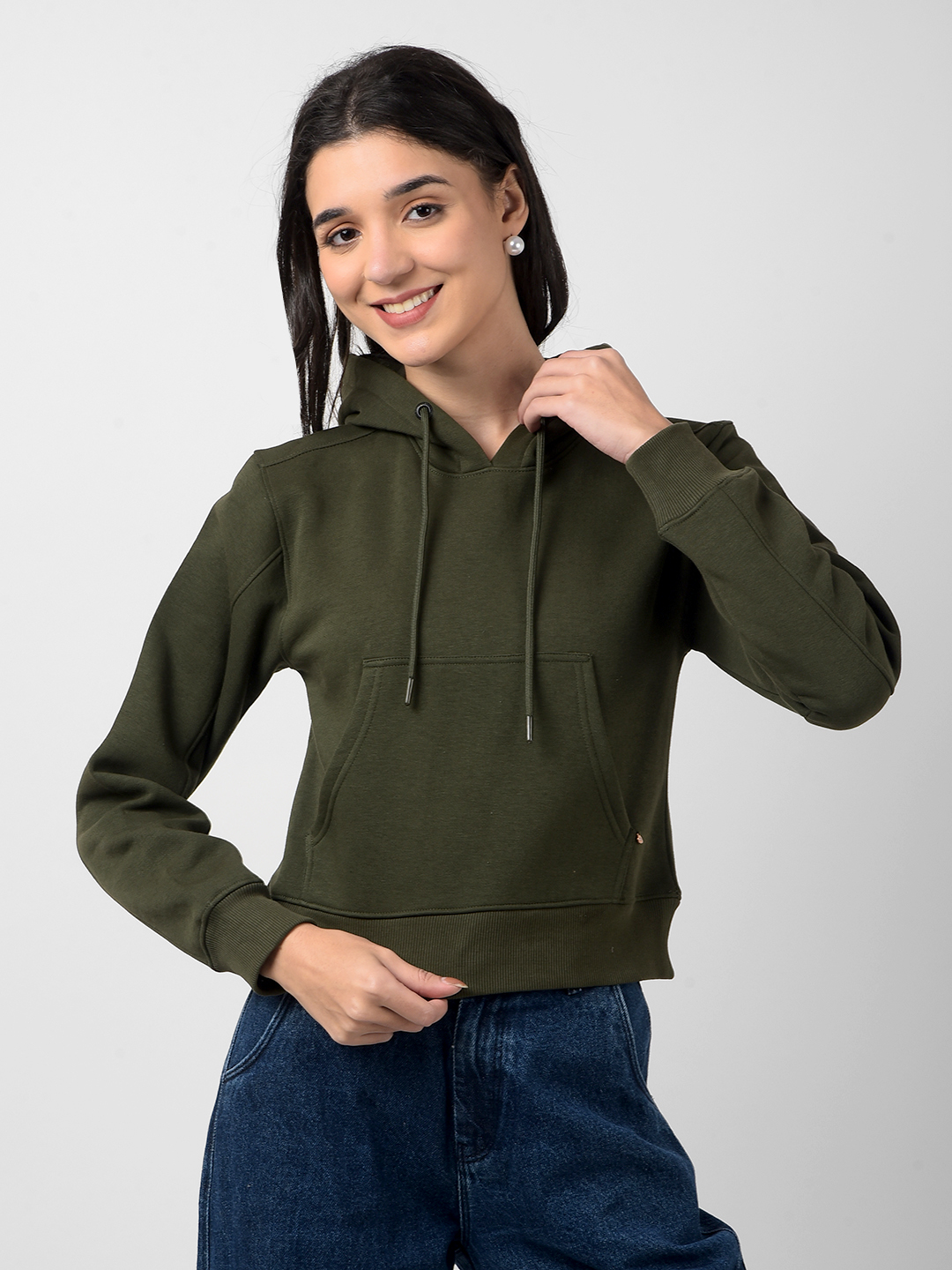 Numero Uno Women Solid Green Sweat Shirt